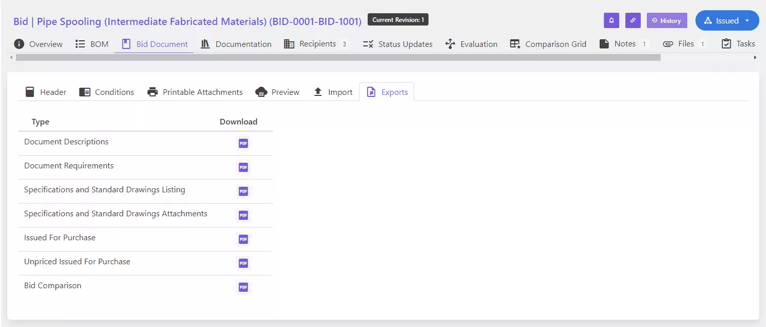 Bid Management software: Bid Documents Package | Current SCM