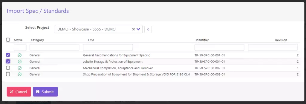 Documenation Specs & Standards