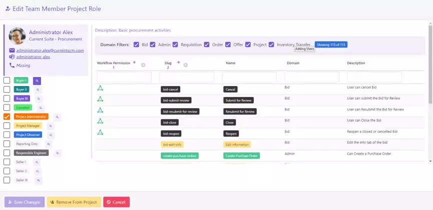 Project Procurement Software - Customizable Project Teams & Roles | Current SCM