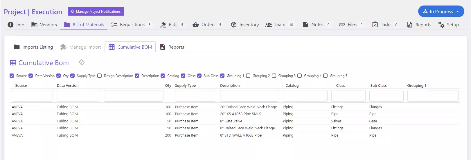 Project Procurement Software- Project BOM (Bill of Materials) | Current SCM