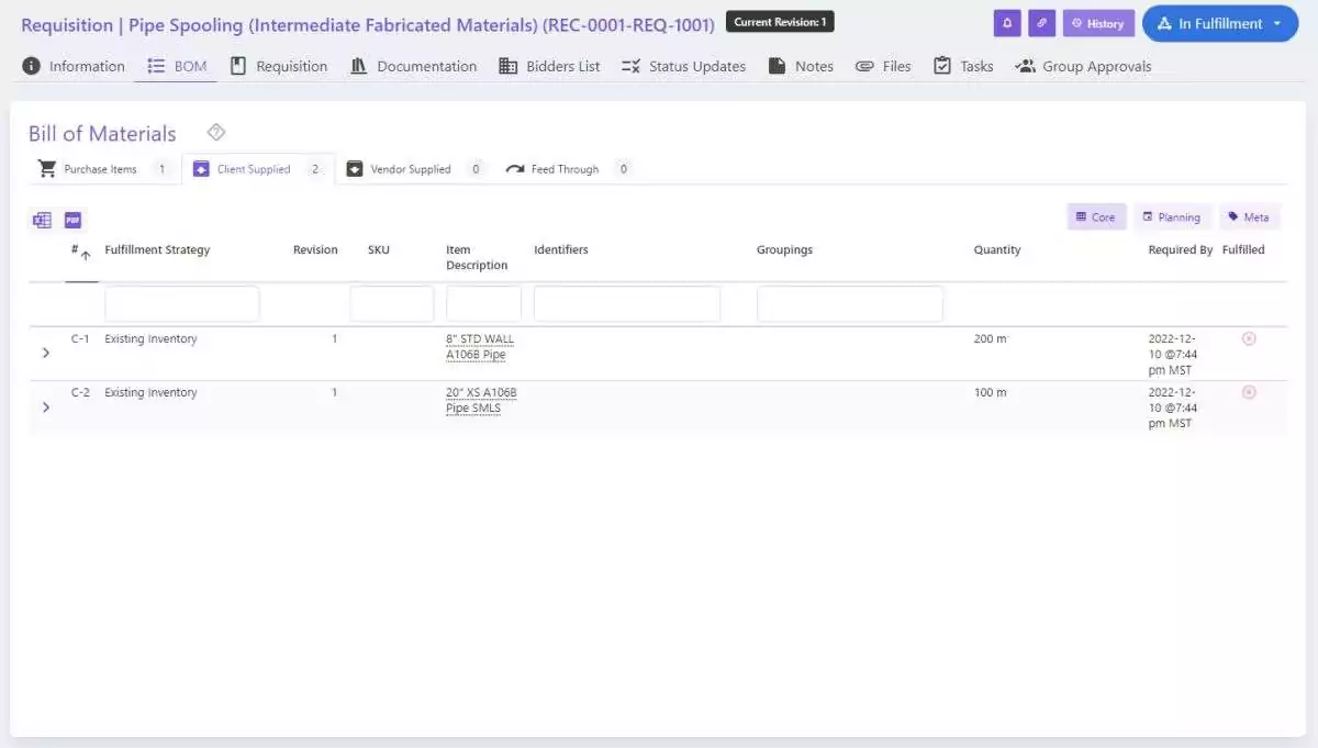 Purchase Requisition Software - BOM (Bill of Materials) | Current SCM